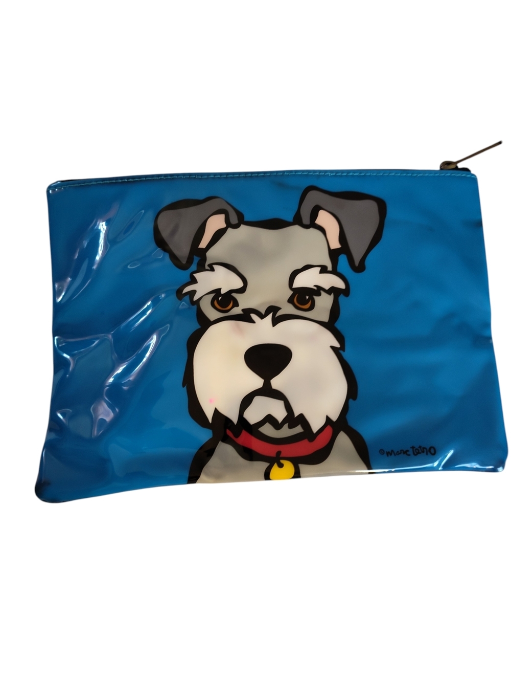 Marc Tetro Blue Cosmetic Pouch with Schnauzer Dog Design